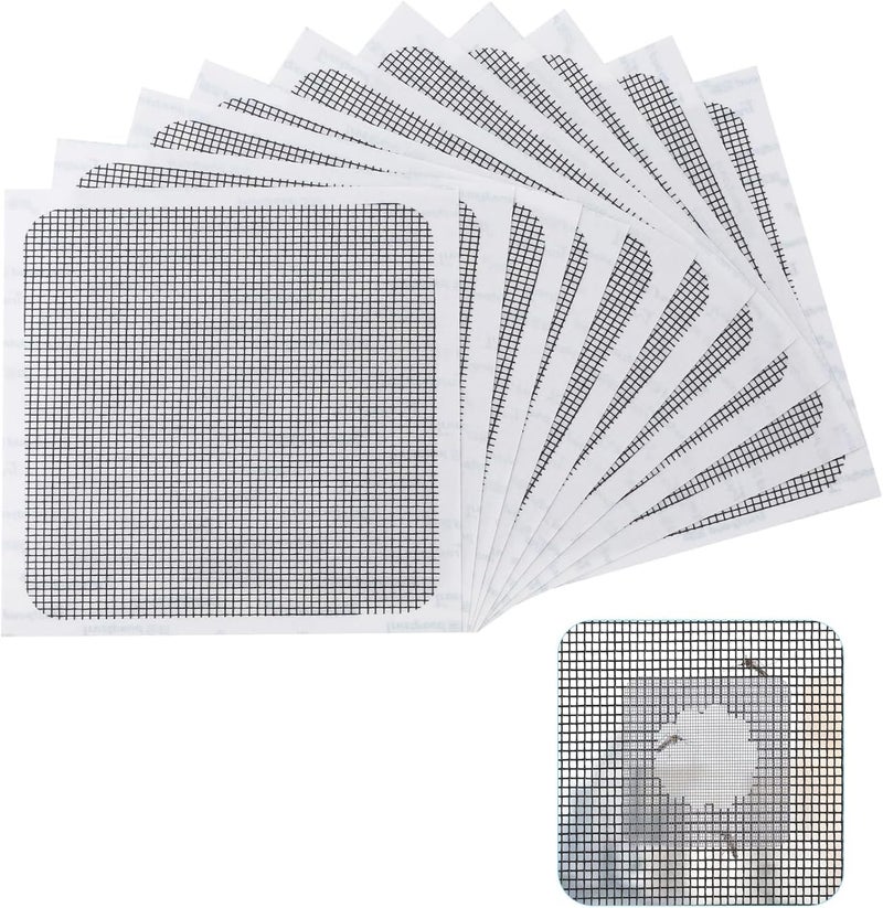 Vakerga 10 Sheets Window Screen Patches Repair Kit, Repair for Window and Door Tears Holes,Fiberglass Screen Tape Mesh Repair Suitable, 4"x 4"(10cm x 10cm) Gray - Image 1